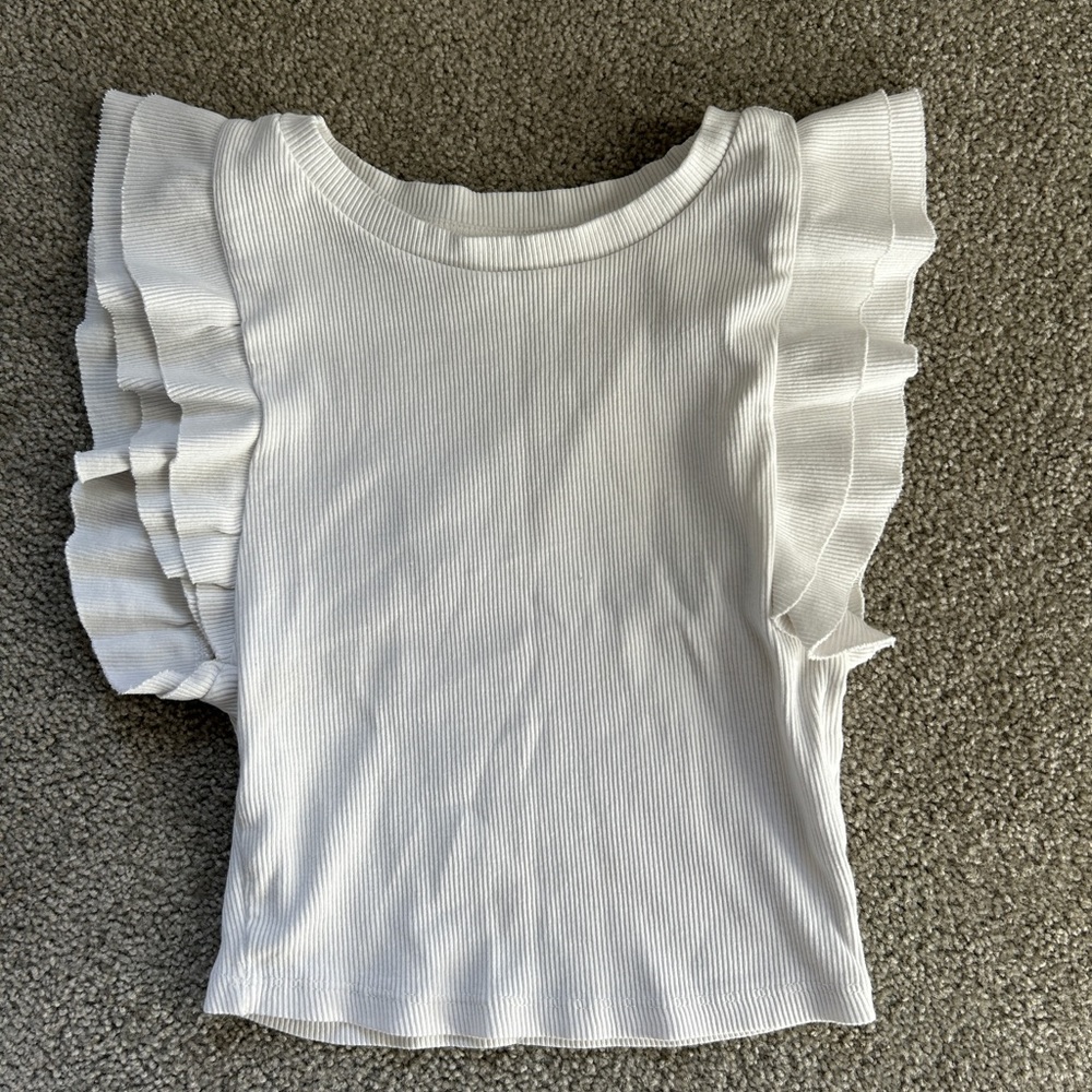 Zara White Ruffle Top
